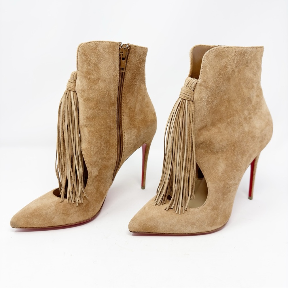 Christian Louboutin Tan Suede Ankle Boots